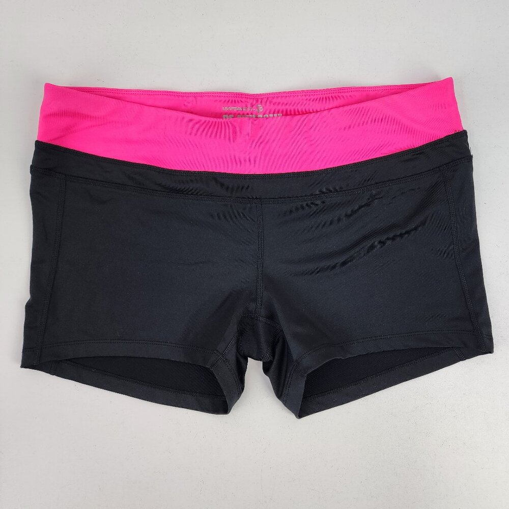 Jillian Michaels Impact Womens XL Be Awesome Black & Hot Pink Fitness Gym Shorts